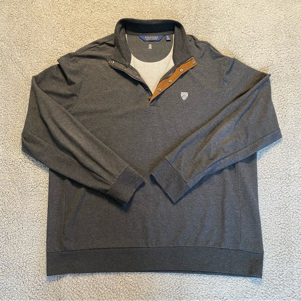 Polo Golf Ralph Lauren H2O Repellent Gray 1/4 zip-Button Pullover LS Shirt XXL